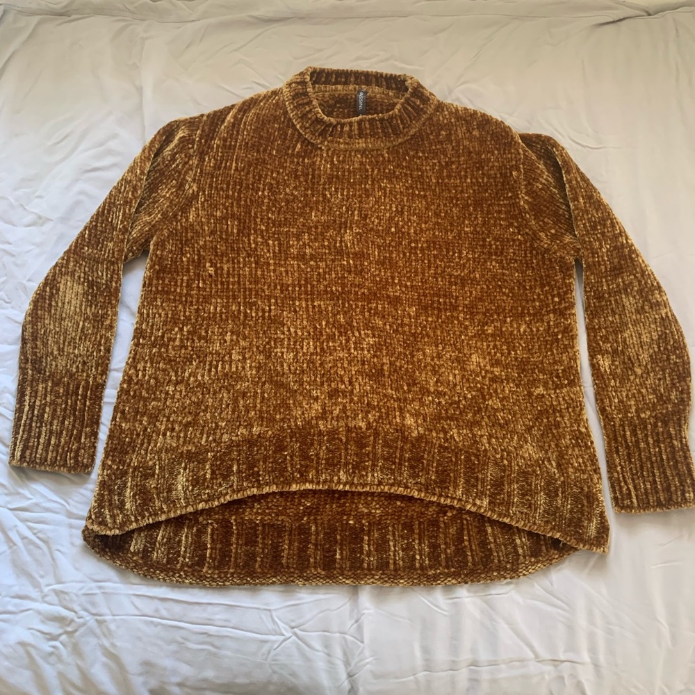 Massini Gold Soft Velvet Knit Sweater, S